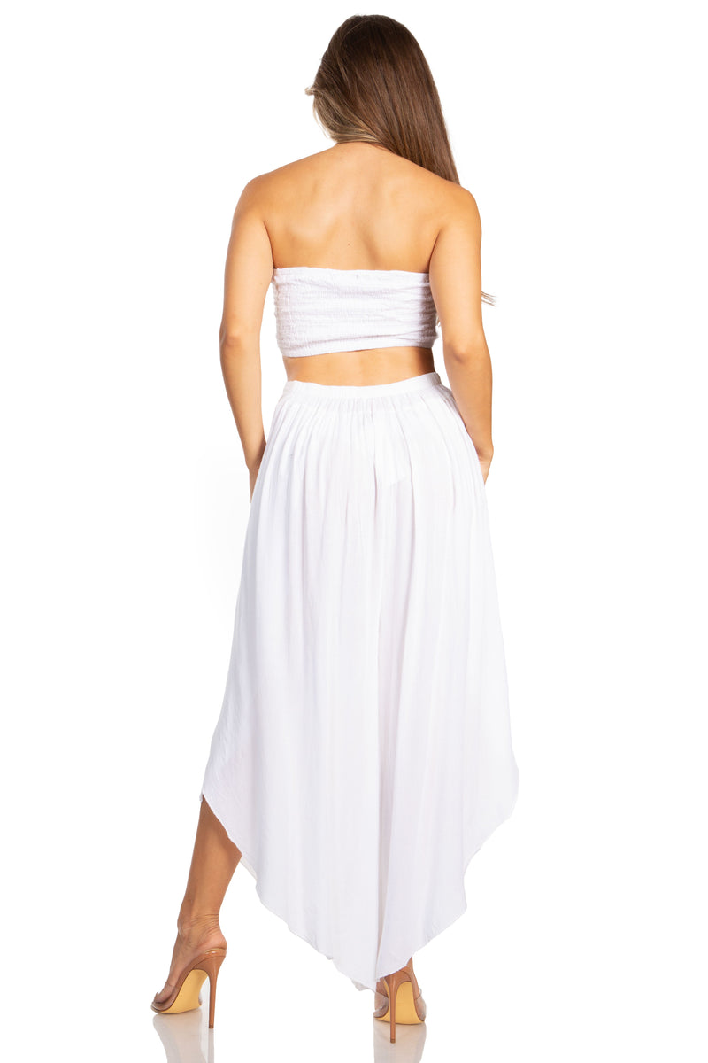 Sakkas Vanessa Women's Bandeau Tube Top & Wide leg Gaucho Pants Set Palazzo Boho - Buy One Get One