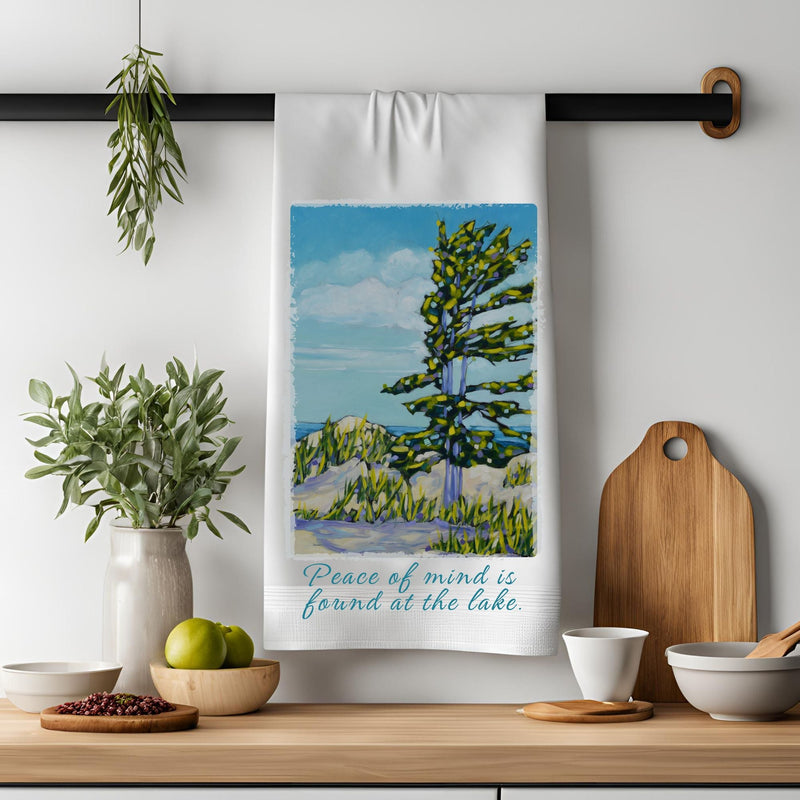 Dish Towel - "Peace of Mind is Found at the Lake"