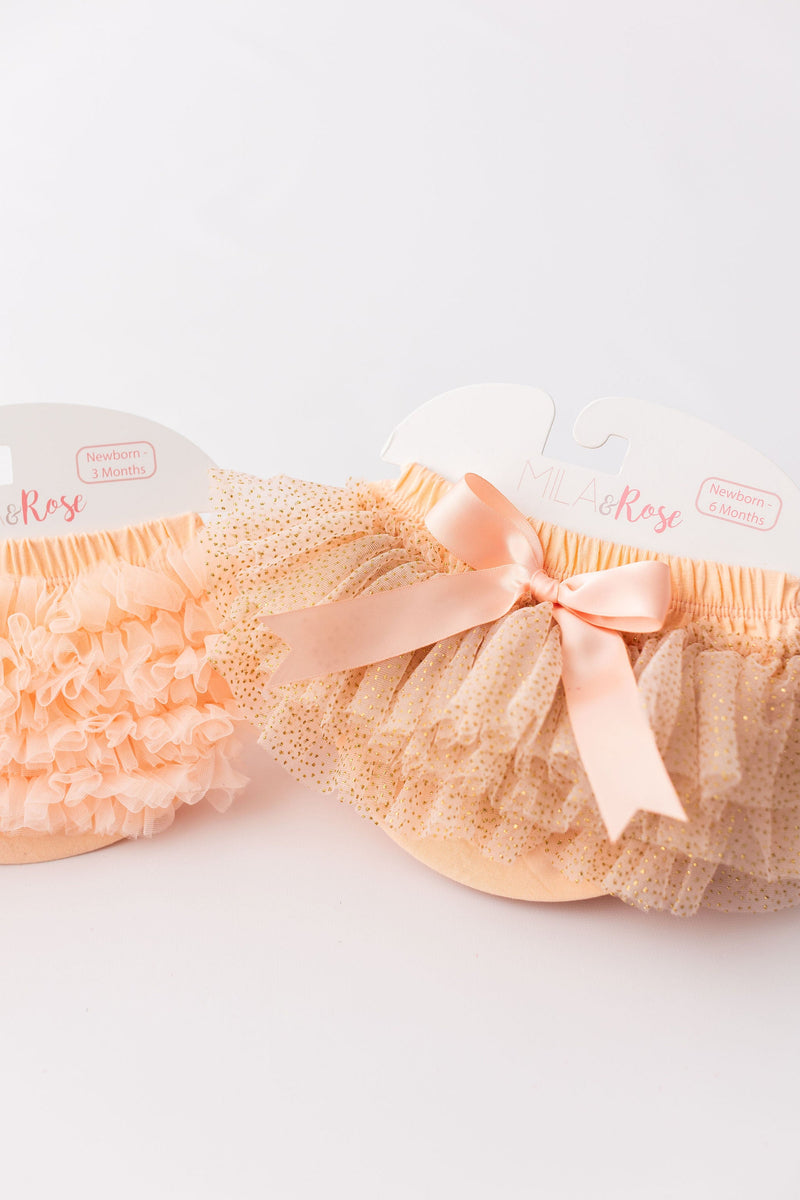 Peach & Gold Glitter Tutu Bloomer
