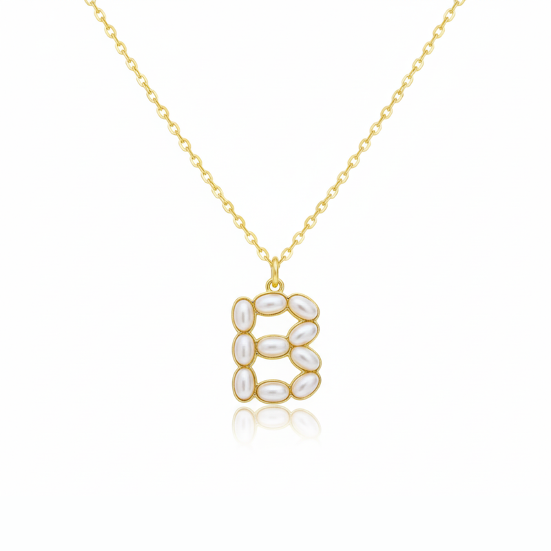 Pearl Mosaic Initial Pendant Necklace