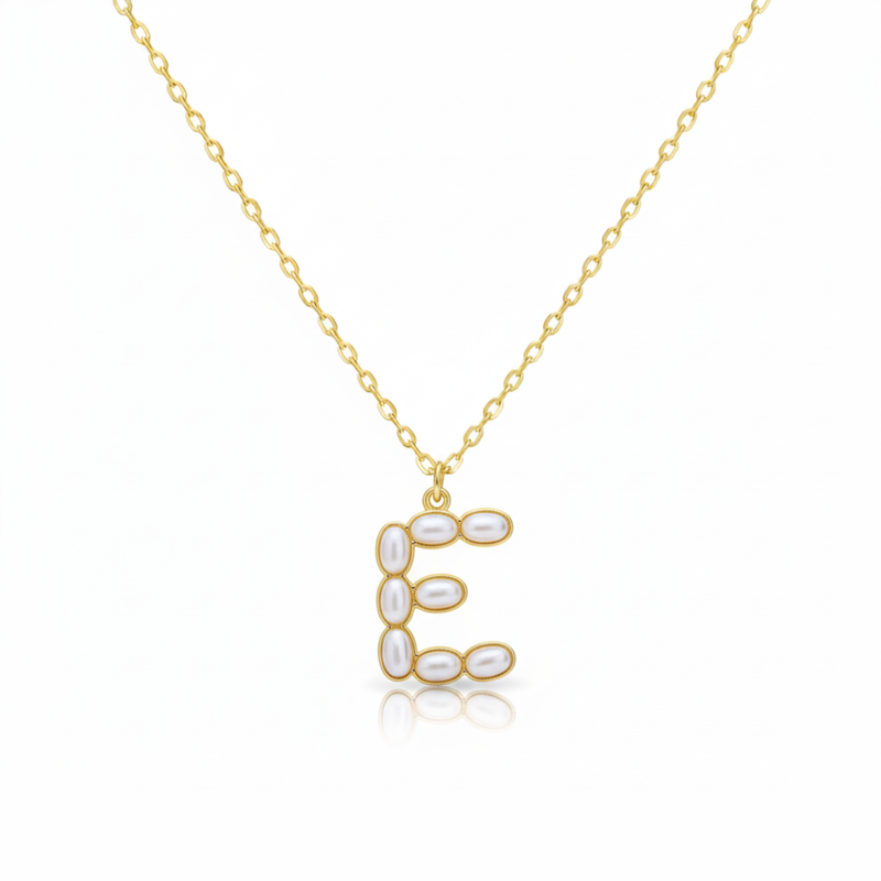 Pearl Mosaic Initial Pendant Necklace