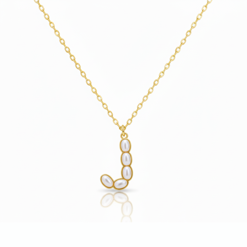 Pearl Mosaic Initial Pendant Necklace