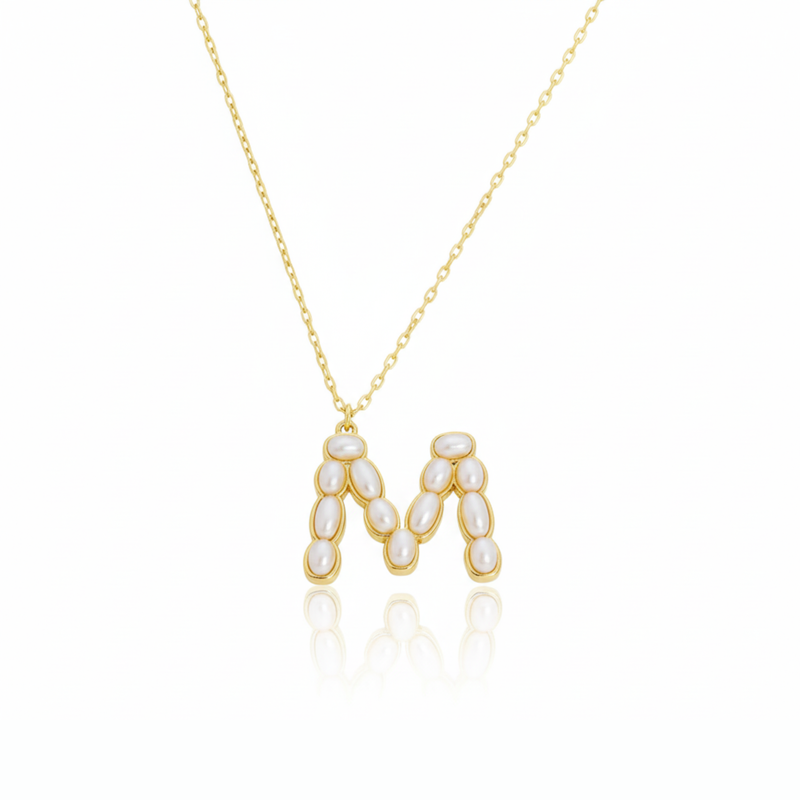 Pearl Mosaic Initial Pendant Necklace