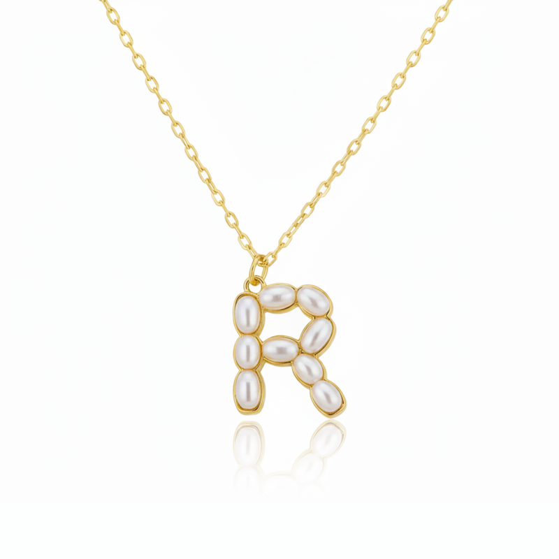 Pearl Mosaic Initial Pendant Necklace