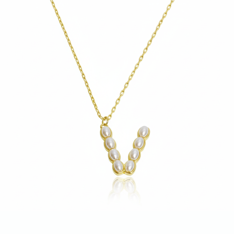 Pearl Mosaic Initial Pendant Necklace