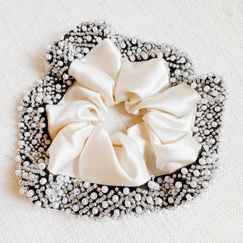 Pearls And Beads Satin Hair Scrunch