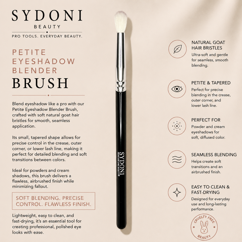 SYDONI PETITE EYESHADOW BLENDER BRUSH -Goat Hair Bristles
