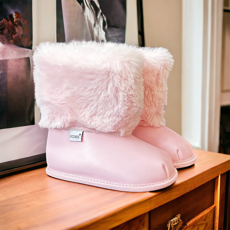 Pink Velvet Barefoot Ankle Boot Topper | Ozznek Removable Sole Shoes
