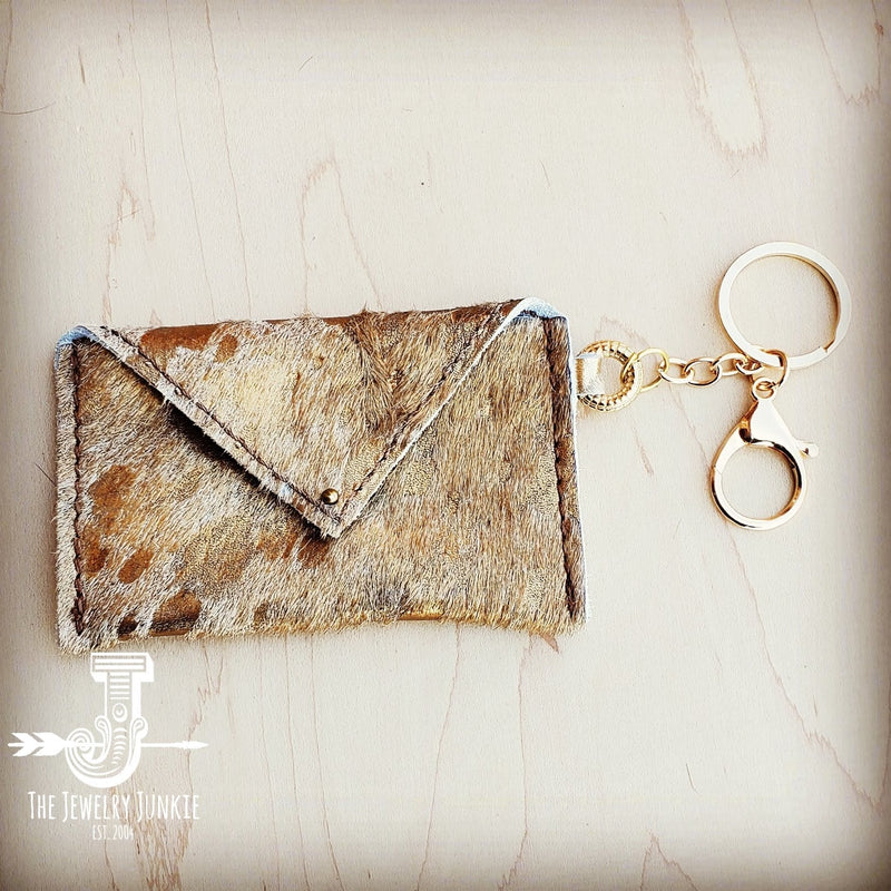 **Sierra Credit Card Wallet-Hair on Hide Brown and Gold (600t)