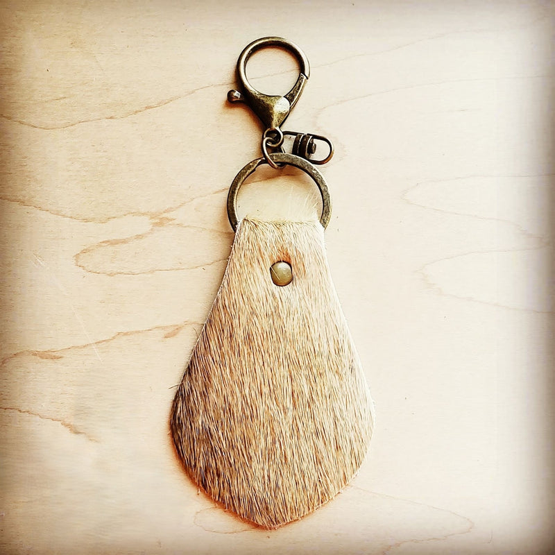 Hair on Hide Leather Key Chain - Naturals 700t