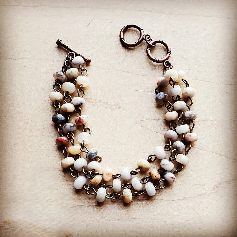 Natural Agate Triple Strand Bracelet 804k