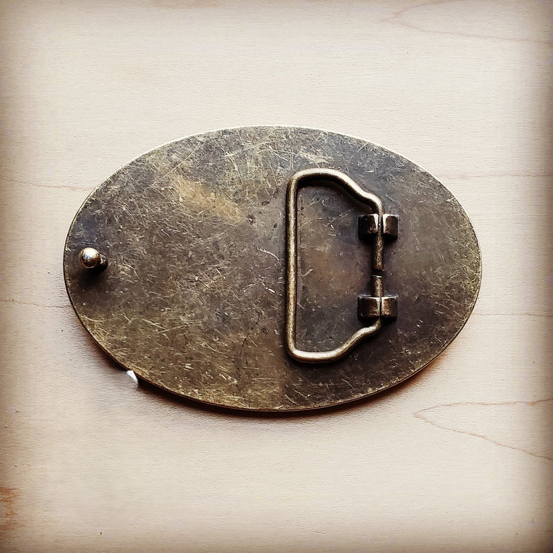 Rope Edge Mixed Metallic Hair on Hide Leather Belt Buckle 902c