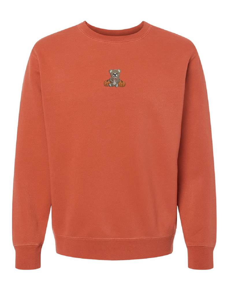 Embroidered PIGMENT Crewneck - Fall Teddy Bear (center)
