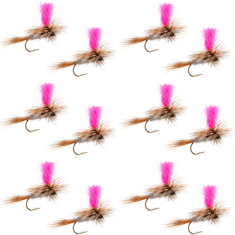 Adams Hi-Viz Parachute Classic Dry Fly - 12 Flies Hook Size 12