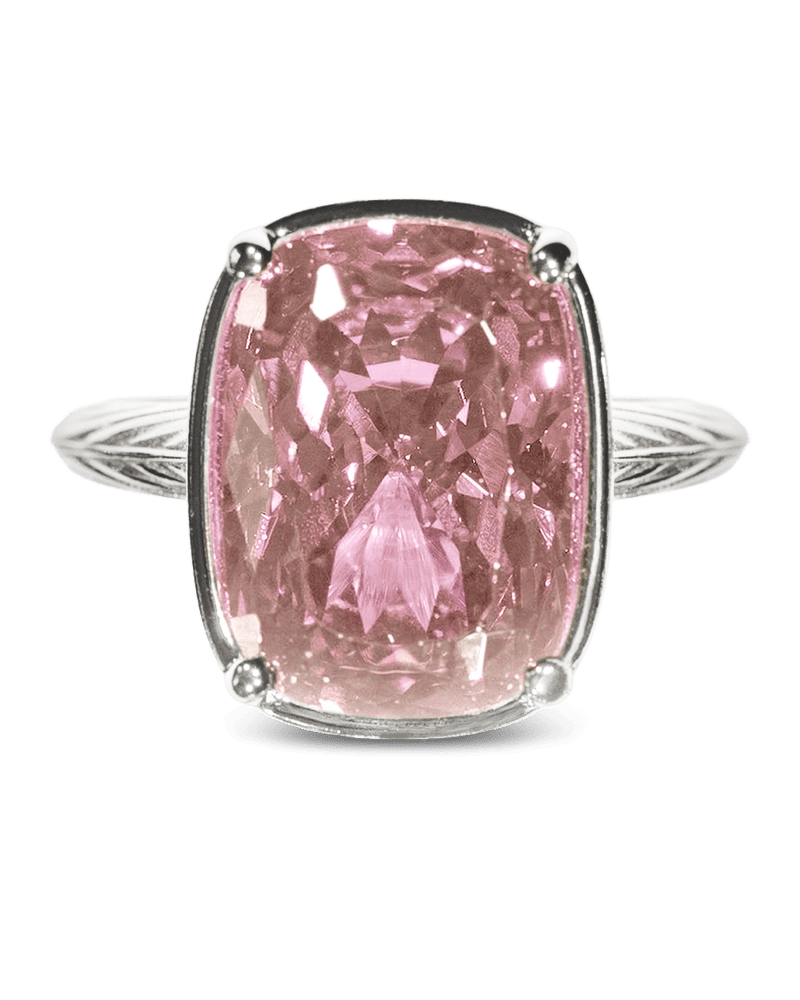 Sterling Silver Elongated Cushion Pink Sapphire CZ Cocktail Ring
