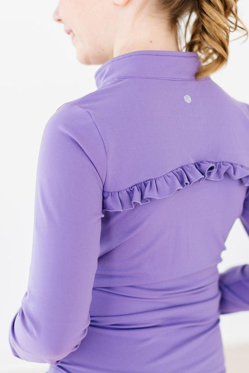 SALE Playful Purple Full-Zip Ruffle Active Jacket