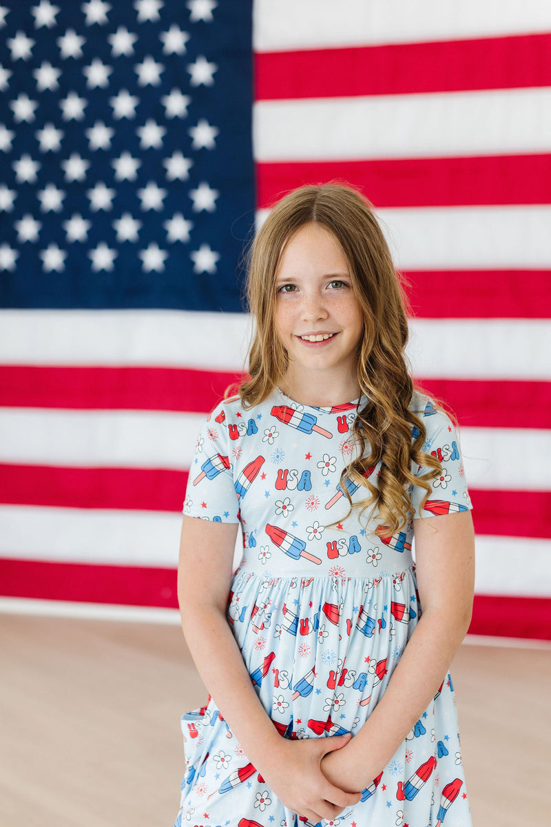 SALE Proudly Patriotic S/S Pocket Twirl Dress