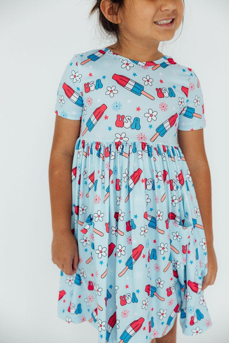 SALE Proudly Patriotic S/S Pocket Twirl Dress