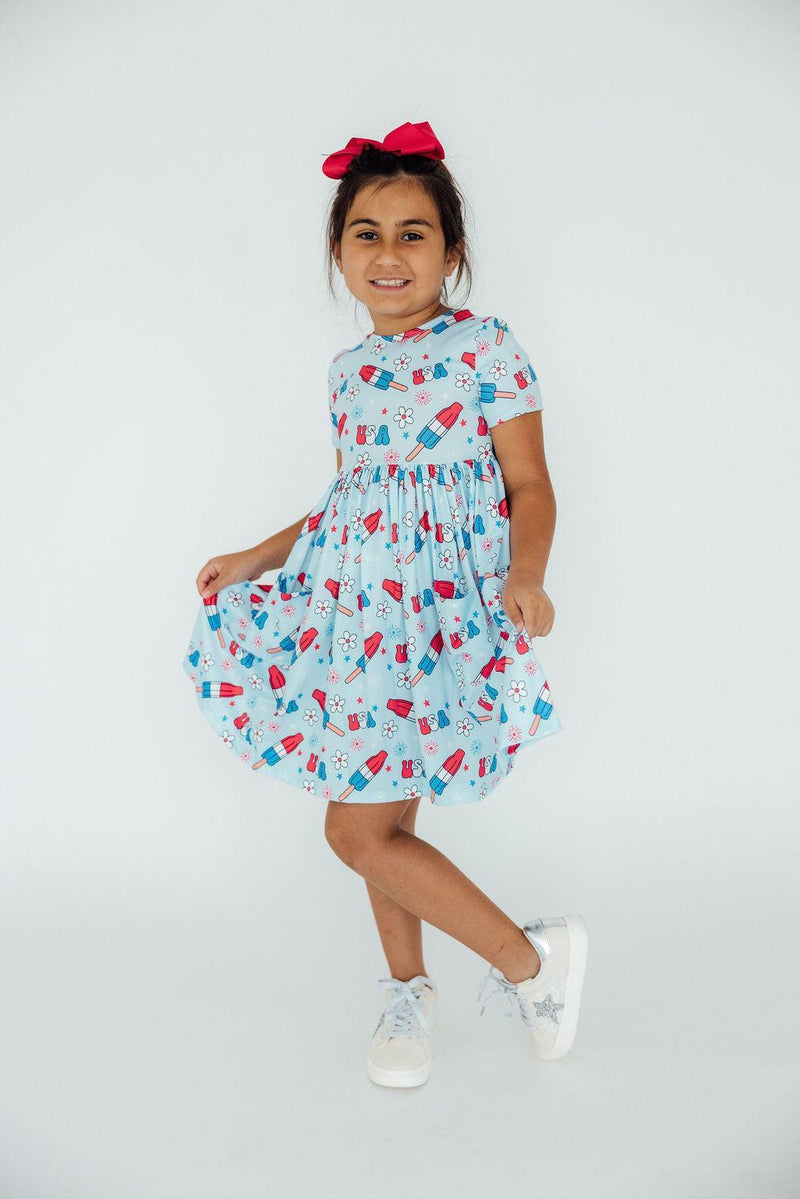 SALE Proudly Patriotic S/S Pocket Twirl Dress