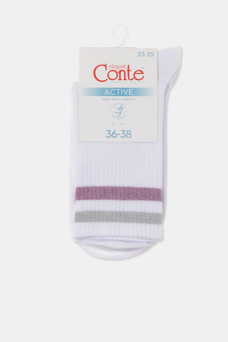 Conte Cotton Long Socks Active 157 - Lurex Stripes