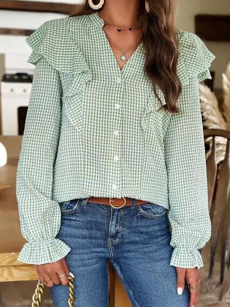 Plaid long sleeve top