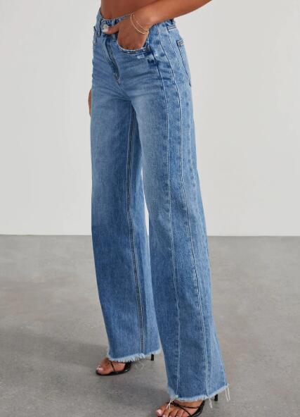 High Waisted Denim Wide Leg Jeans