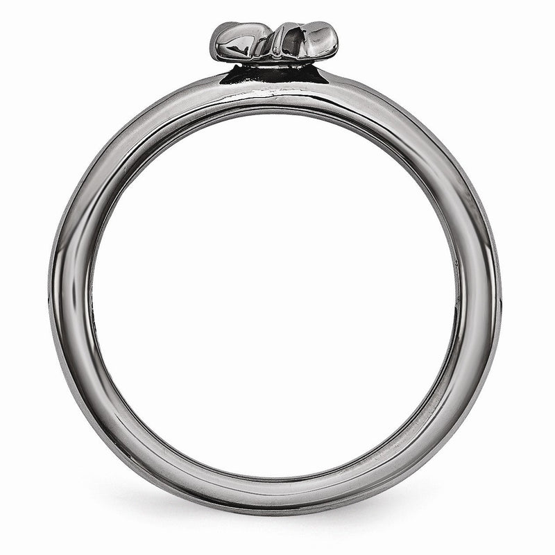 Black Plated Sterling Silver Stackable 7mm Star of David Ring