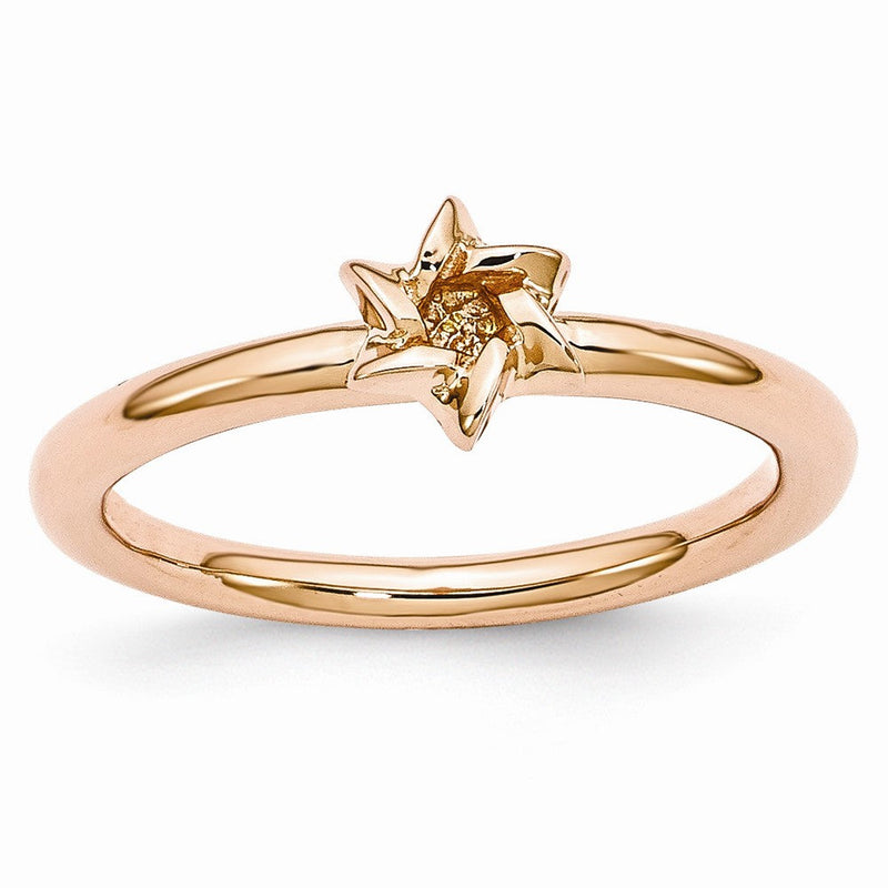Rose Gold Tone Sterling Silver Stackable 7mm Star of David Ring