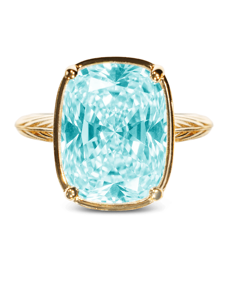 Sterling Silver Elongated Cushion Aquamarine CZ Cocktail Ring