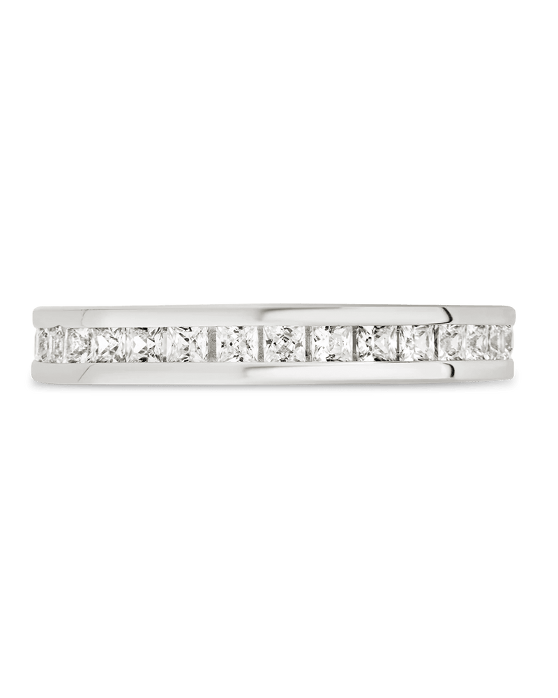 Sterling Silver Princess Eternity Wedding Band