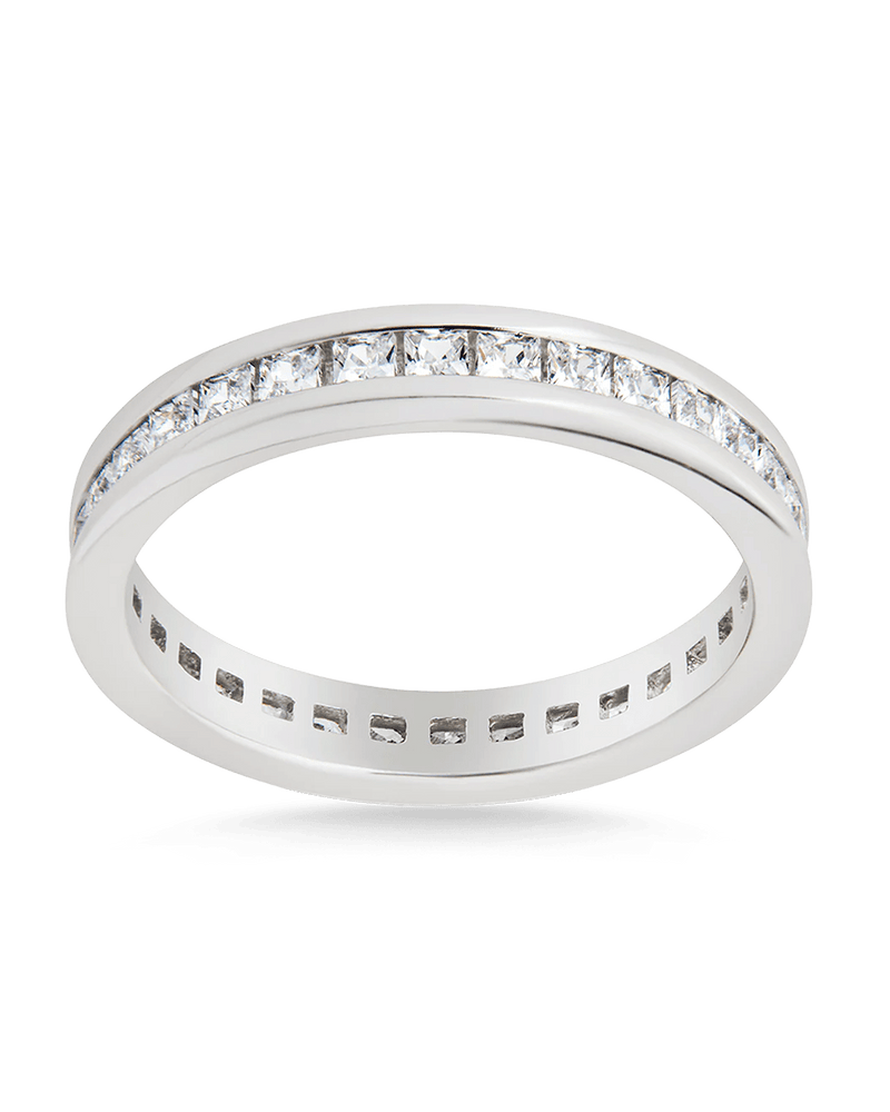 Sterling Silver Princess Eternity Wedding Band