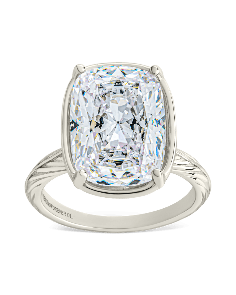 Sterling Silver Elongated Cushion Cocktail Ring 4ct & 8ct