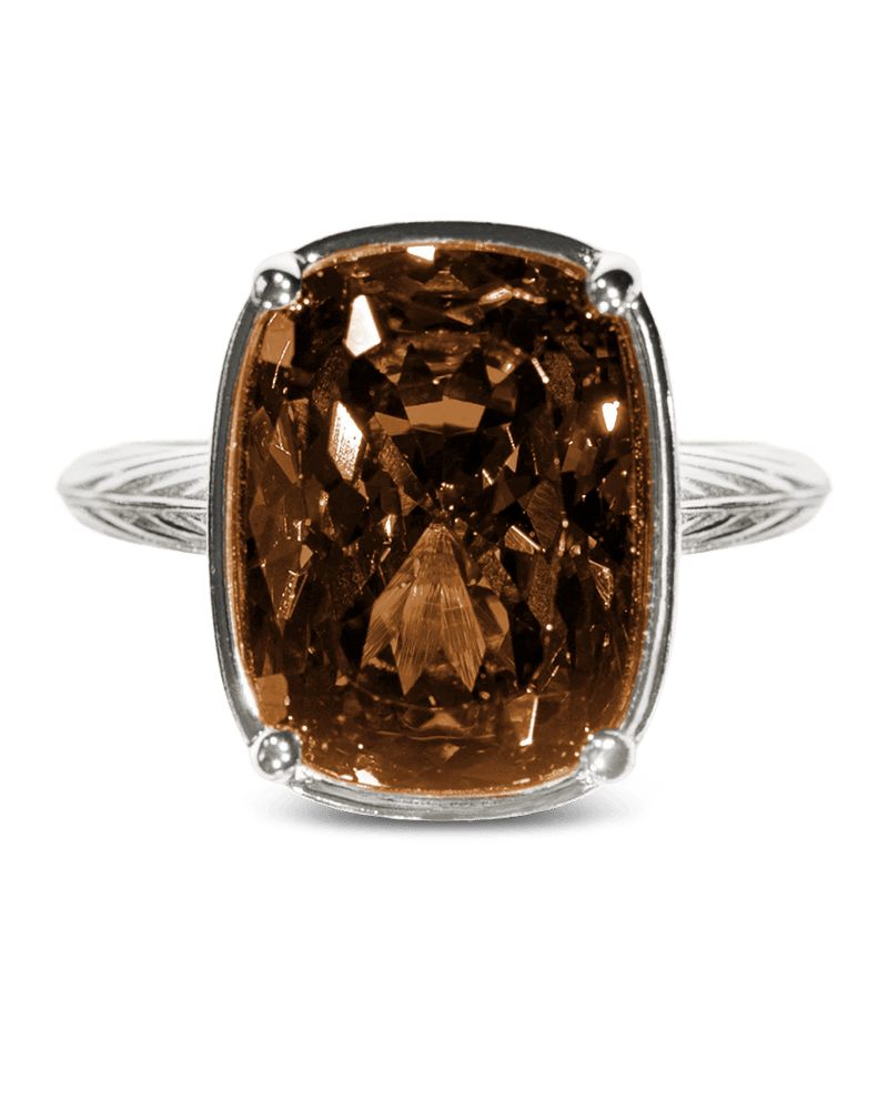 Sterling Silver Elongated Cushion Chocolate CZ Cocktail Ring