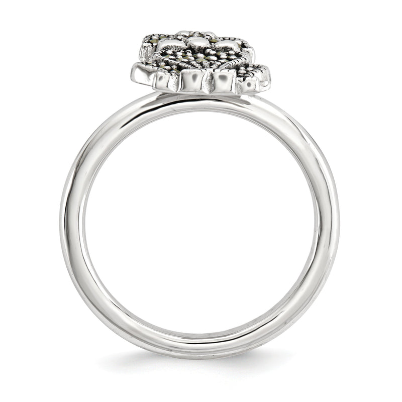 2.25mm Sterling Silver Stackable Marcasite Dog Ring