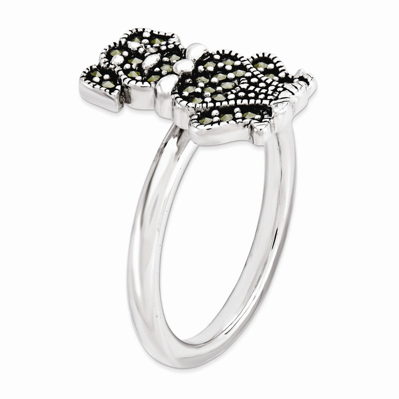 2.25mm Sterling Silver Stackable Marcasite Dog Ring