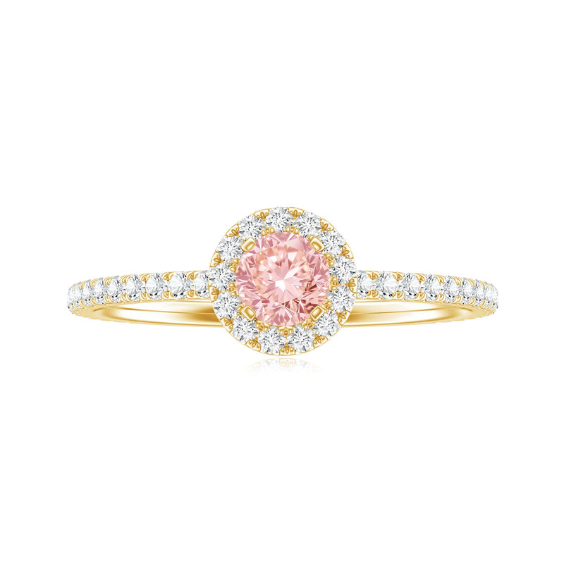 Lab Grown Pink White Diamond Halo Engagement Ring with IGI Certificate