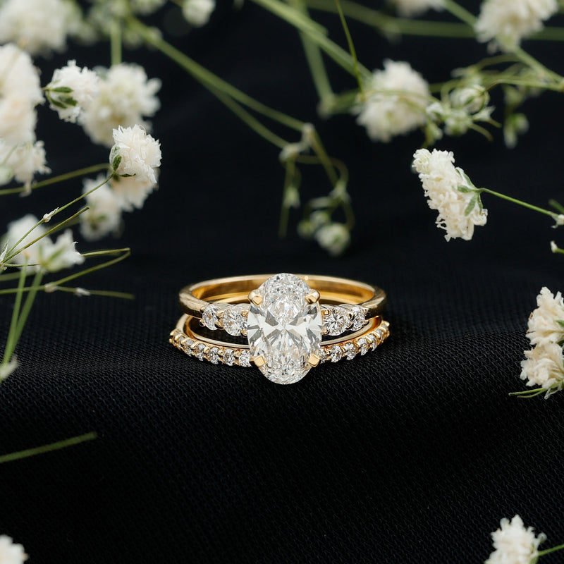2 Carat Oval Shape Lab Diamond Bridal Ring Set with IGI Certificate