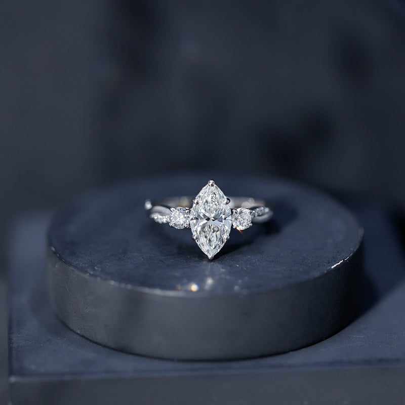2 Carat Marquise Cut Lab Grown Diamond Crossover Engagement Ring with IGI Certificate