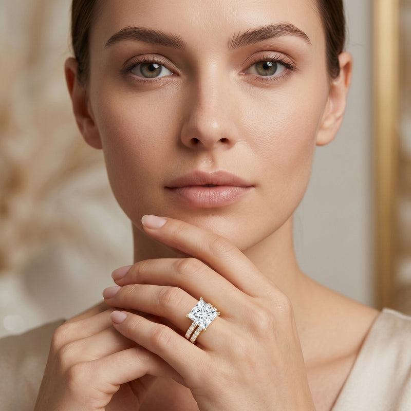 IGI Certified Huge 5 Carat Lab Grown Diamond Engagement Wedding Ring Set