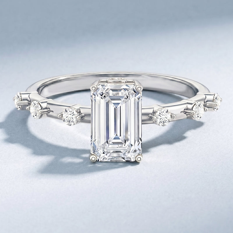 Emerald Cut 2 Carat Lab Grown Diamond Engagement Ring IGI Certified