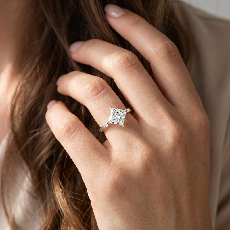 Solitaire 2 Carat Lab Grown Diamond Princess Cut Engagement Ring IGI Certified