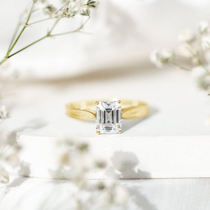 Ethically Sourced 3 Carat Lab Grown Diamond Emerald Cut Engagement Ring IGI Certified