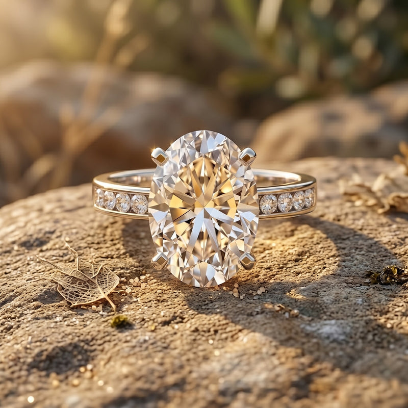 Oval Cut 5 Carat Lab Grown Diamond Big Engagement Ring with IGI Certificate