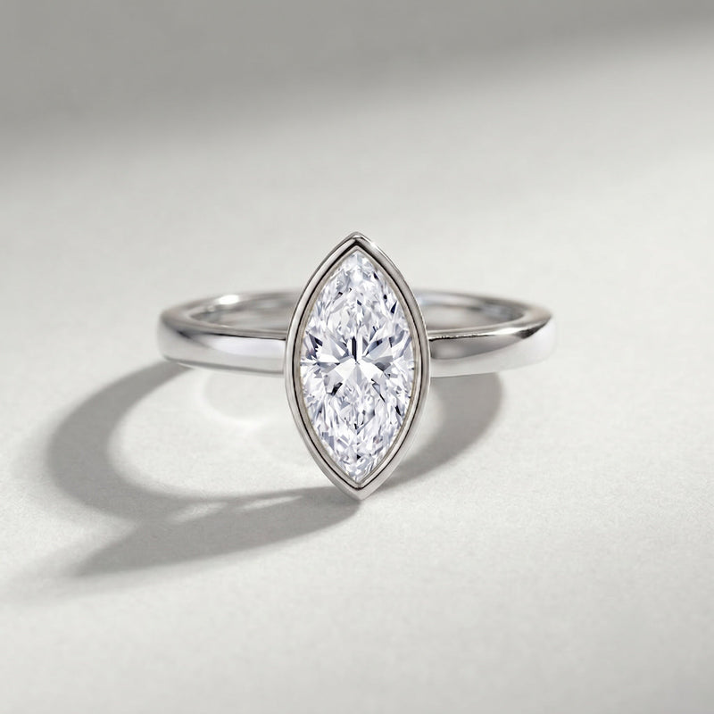 IGI Certified 3 Carat Solitaire Lab Grown Diamond Marquise Cut Engagement Ring