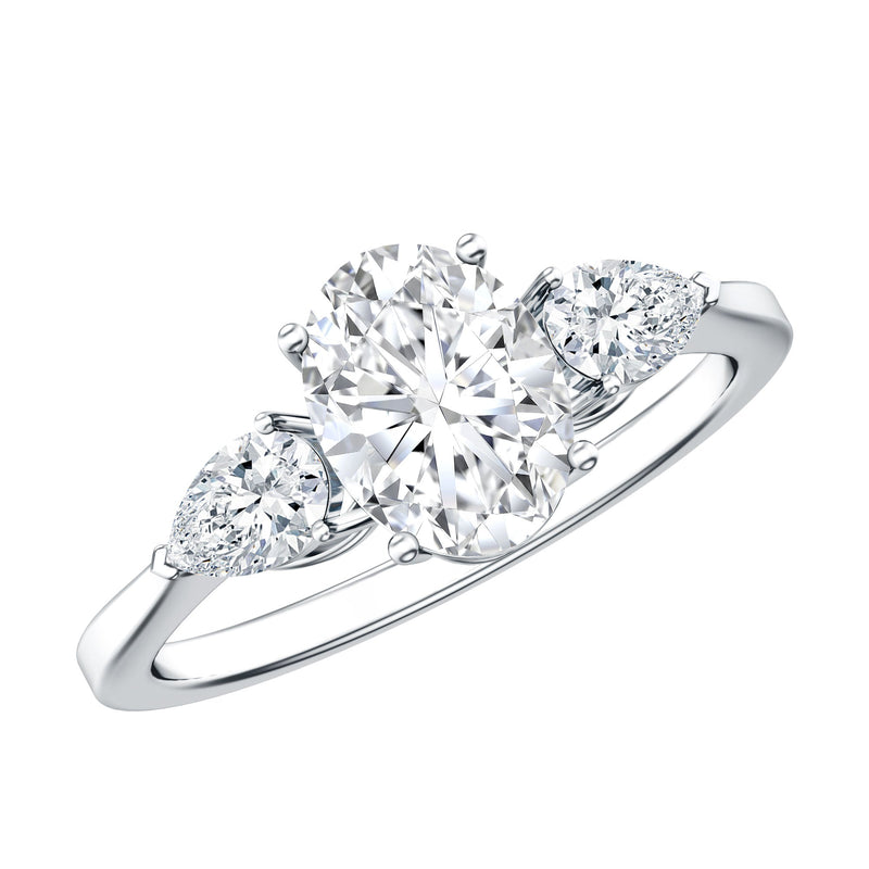 1 Carat Lab Grown Diamond Three Stone Engagement Ring with IGI Certificate