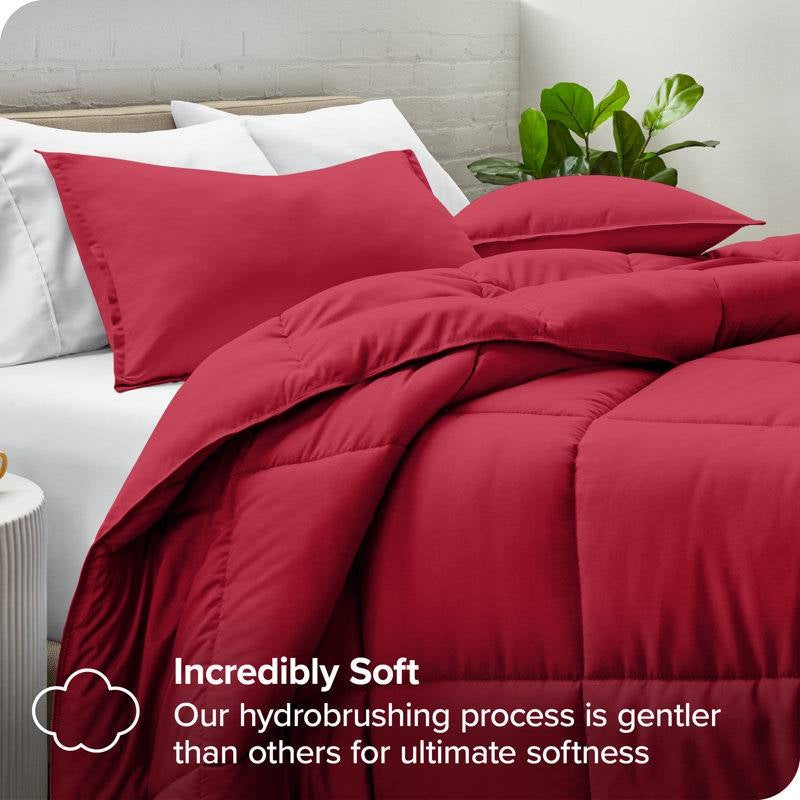 Queen Size All Season Super Soft Down Alternative Comforter Set Red