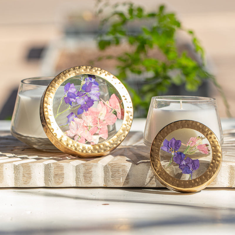 Roman Lavender Medium Pressed Floral Candle