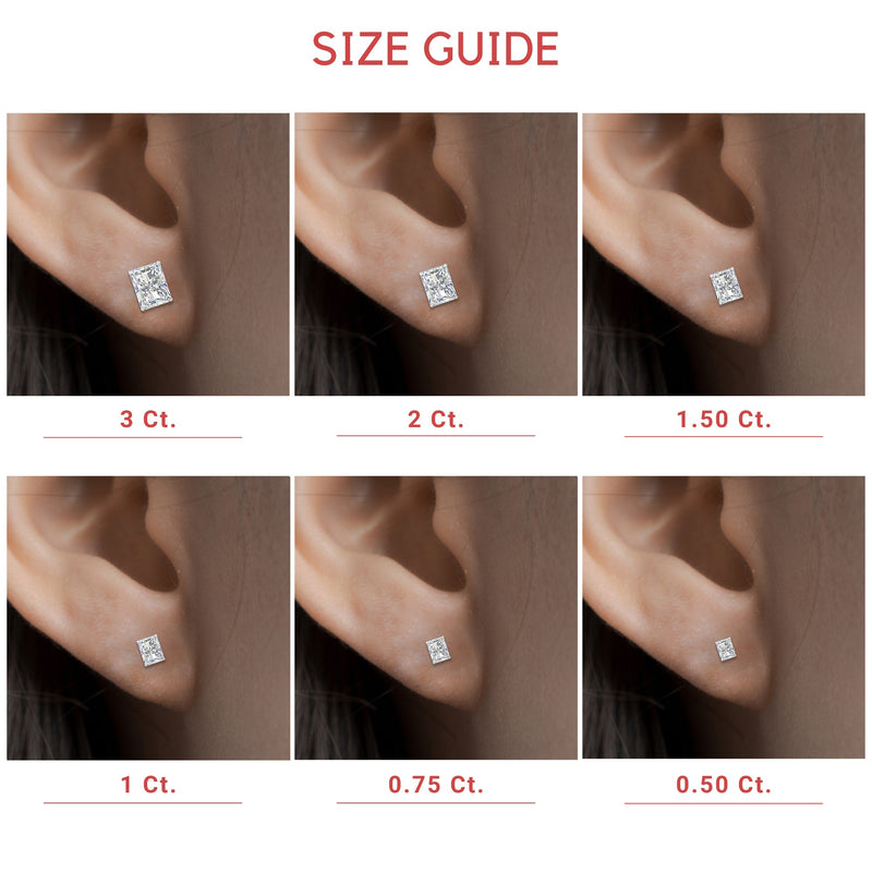 Certified Basket Stud Earrings Set With Radiant Cut Diamonds (1.00ct - 4.00ct)