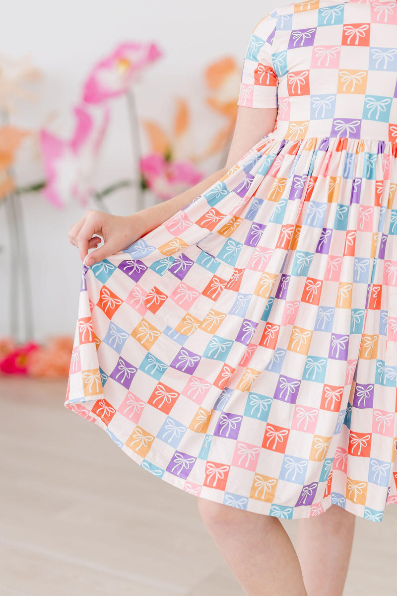 SALE Rainbow Ribbons S/S Pocket Twirl Dress