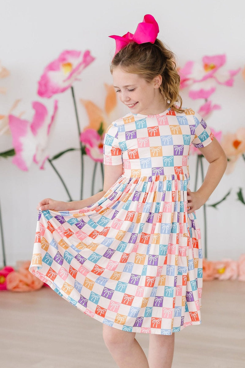 SALE Rainbow Ribbons S/S Pocket Twirl Dress